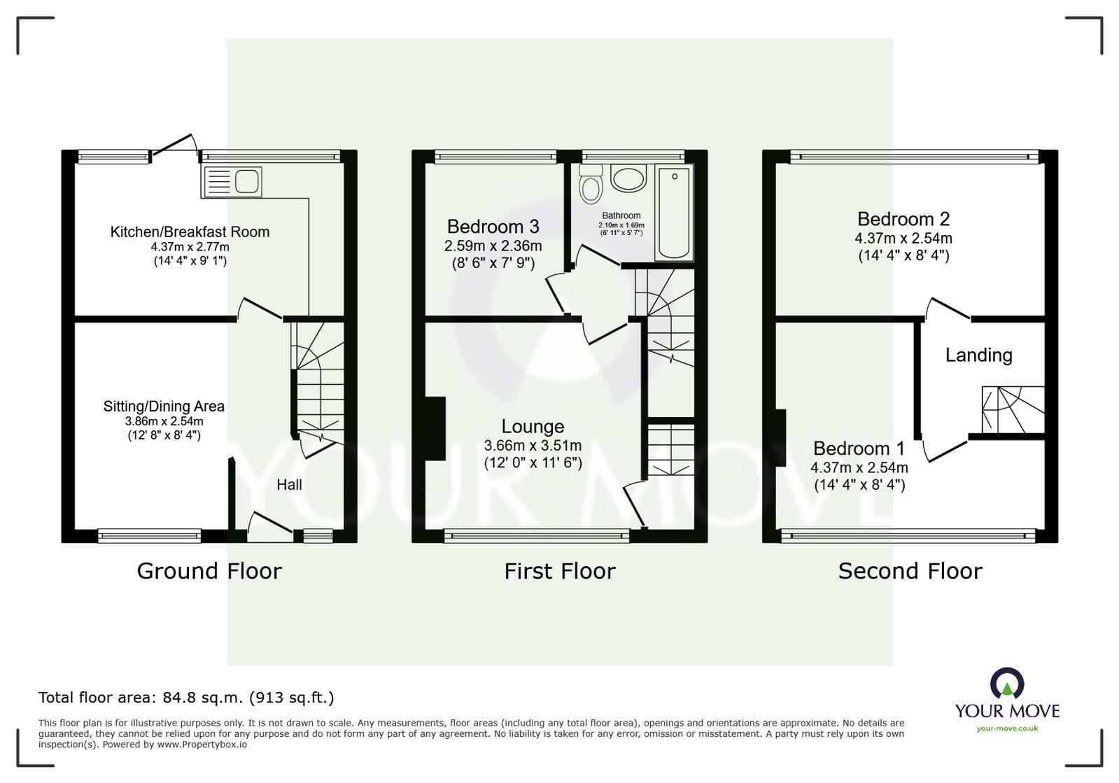 Floorplan of 3 bedroom Mid Terrace House for sale, All Saints Road, Sittingbourne, Kent, ME10