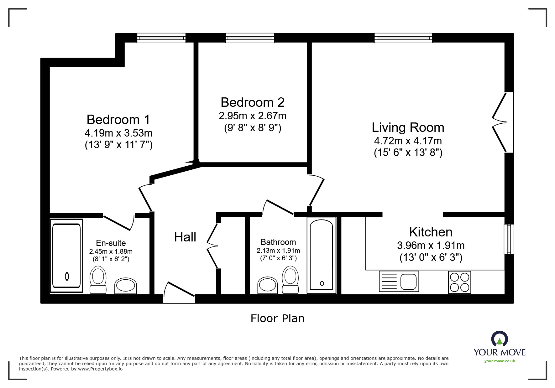 Floorplan of 2 bedroom Flat to rent, Diamond Close, Sittingbourne, Kent, ME10