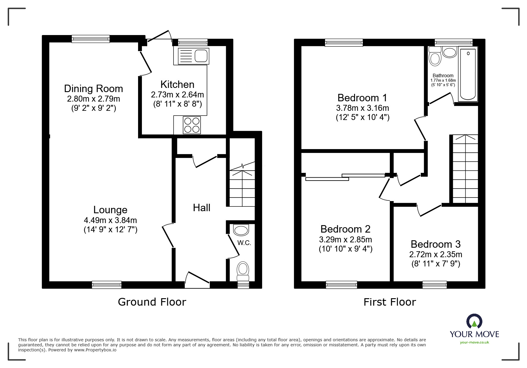 Floorplan of 3 bedroom Mid Terrace House to rent, Canterbury Road, Sittingbourne, Kent, ME10