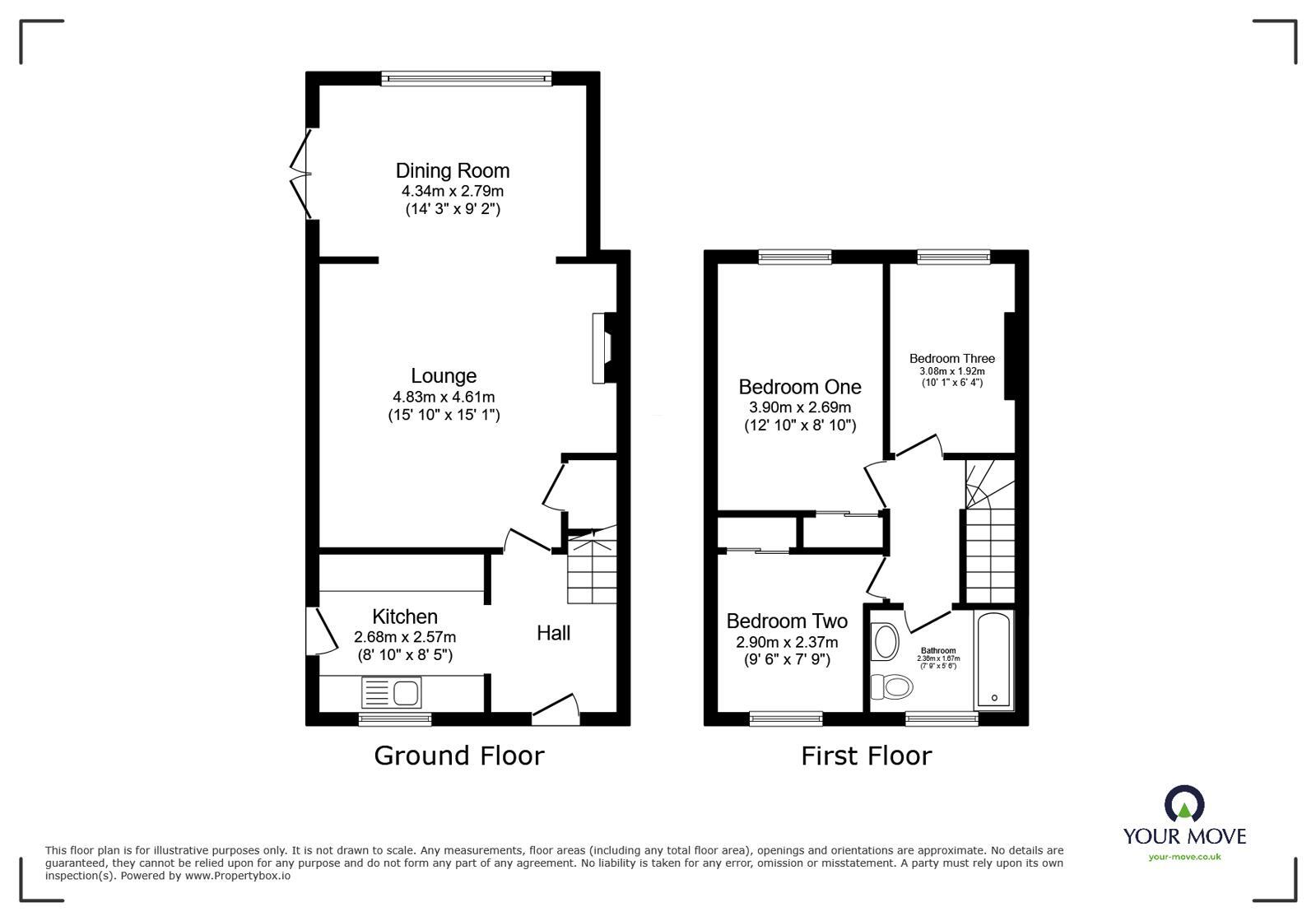 Floorplan of 3 bedroom Semi Detached House for sale, Coombe Drive, Sittingbourne, Kent, ME10