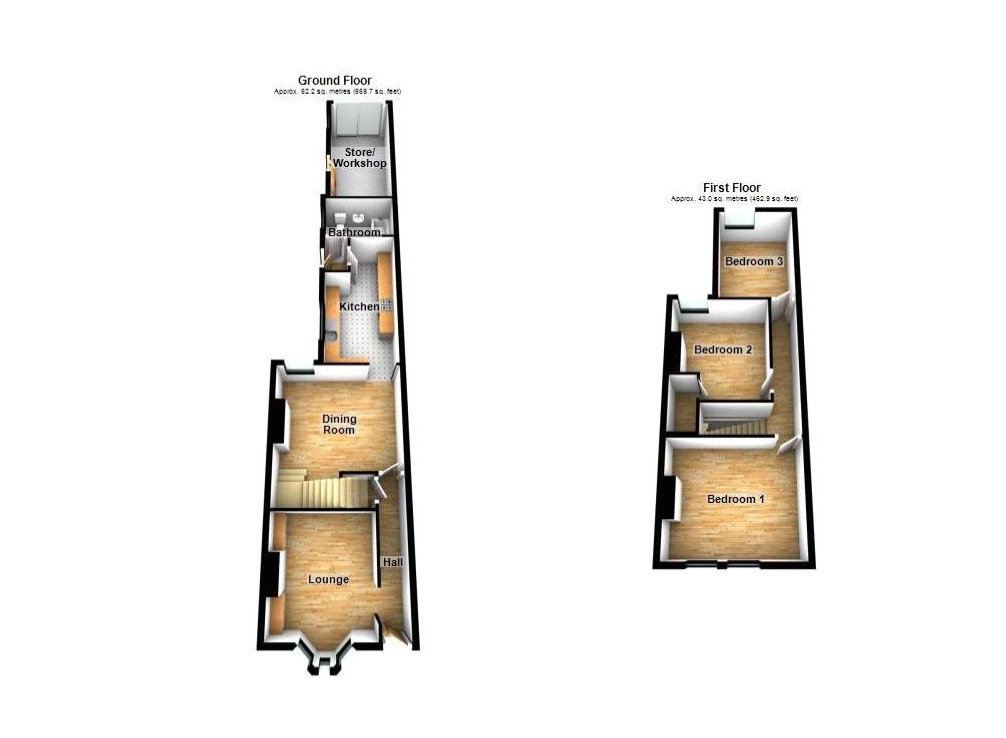 Floorplan of 3 bedroom Semi Detached House for sale, Victoria Road, Sittingbourne, Kent, ME10