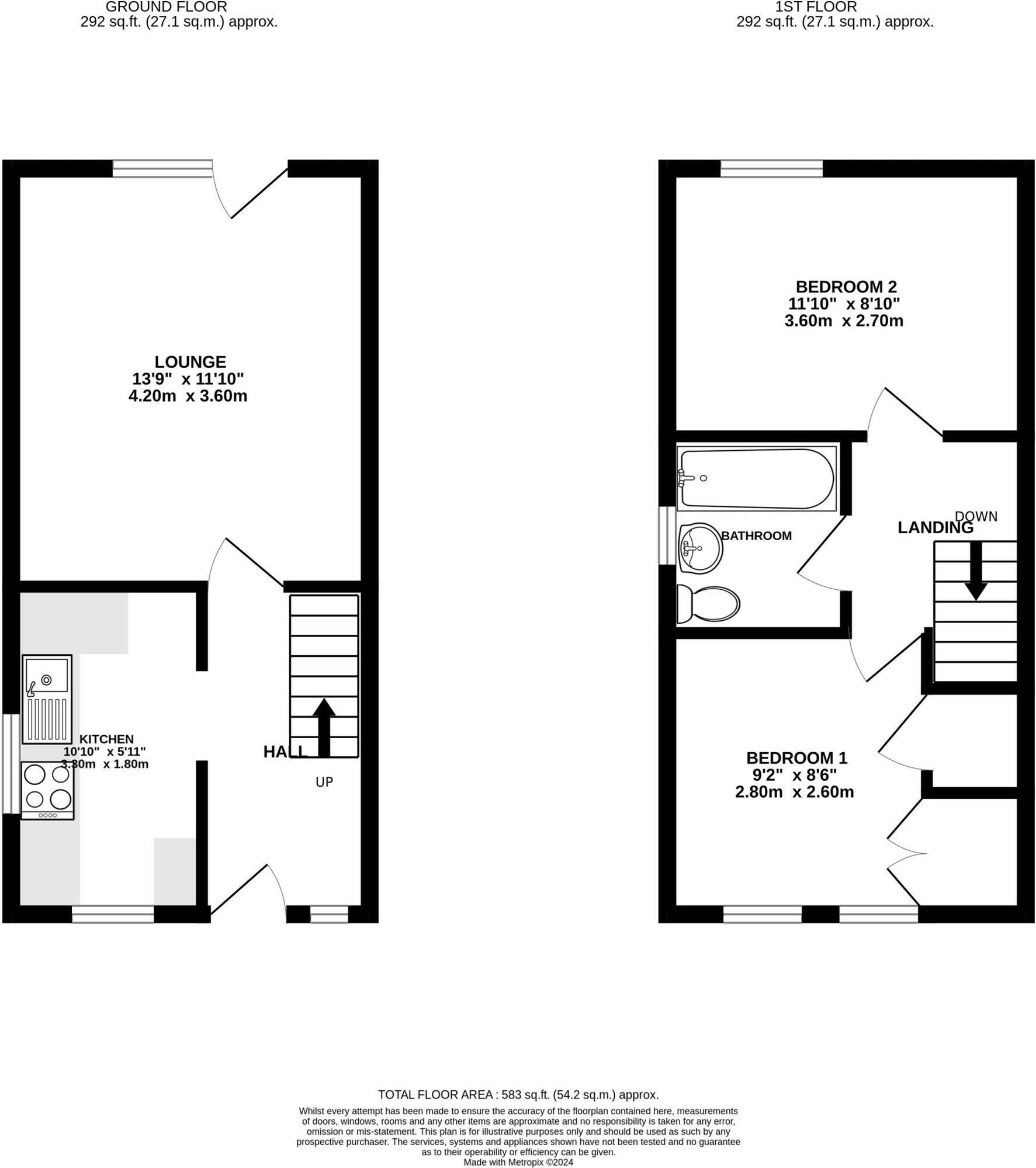 Floorplan of 2 bedroom End Terrace House for sale, Satis Avenue, Sittingbourne, Kent, ME10