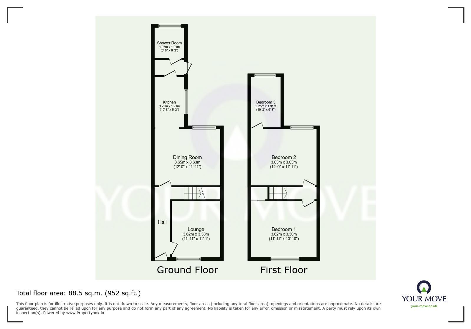 Floorplan of 3 bedroom Mid Terrace House for sale, Chalkwell Road, Sittingbourne, Kent, ME10