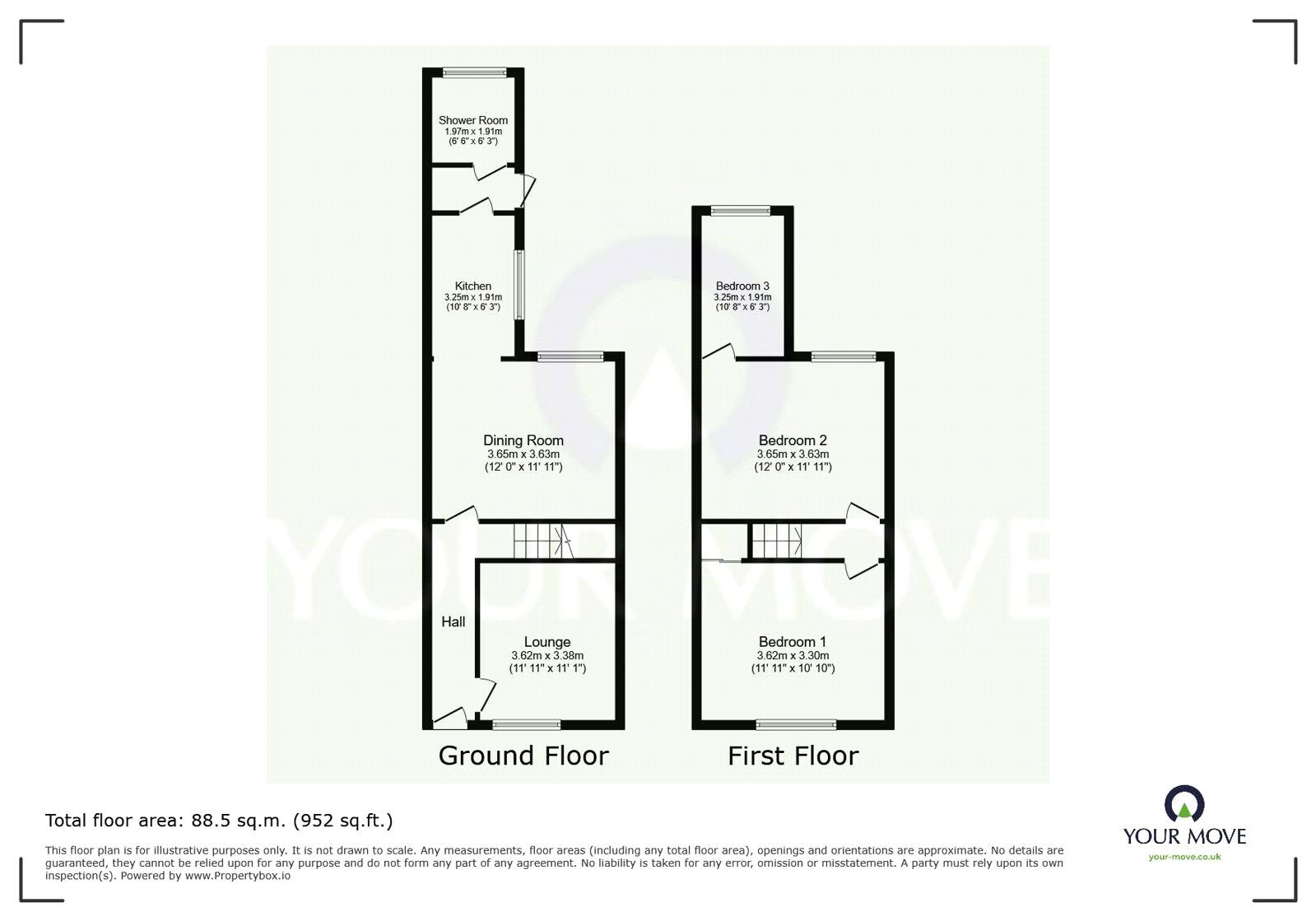 Floorplan of 3 bedroom Mid Terrace House for sale, Chalkwell Road, Sittingbourne, Kent, ME10