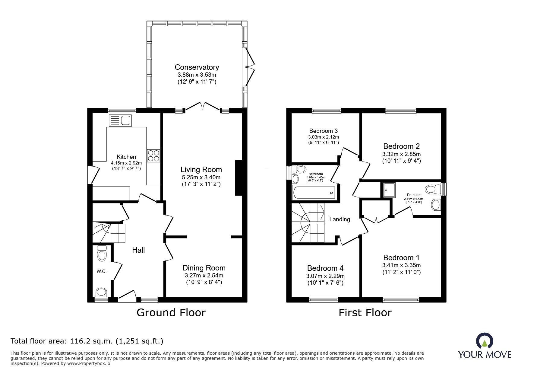 Floorplan of 4 bedroom Detached House for sale, Woodpecker Drive, Iwade, Kent, ME9
