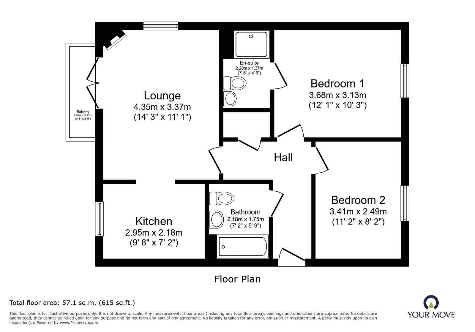 Floorplan of 2 bedroom Flat for sale, Church Street, Sittingbourne, Kent, ME10