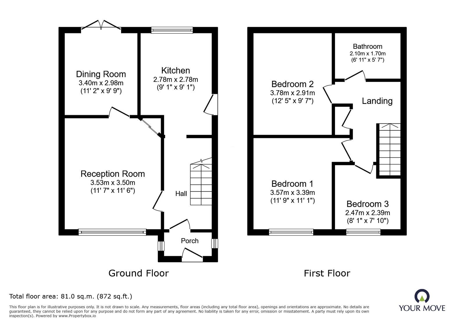 Floorplan of 3 bedroom Semi Detached House for sale, Middletune Avenue, Sittingbourne, Kent, ME10