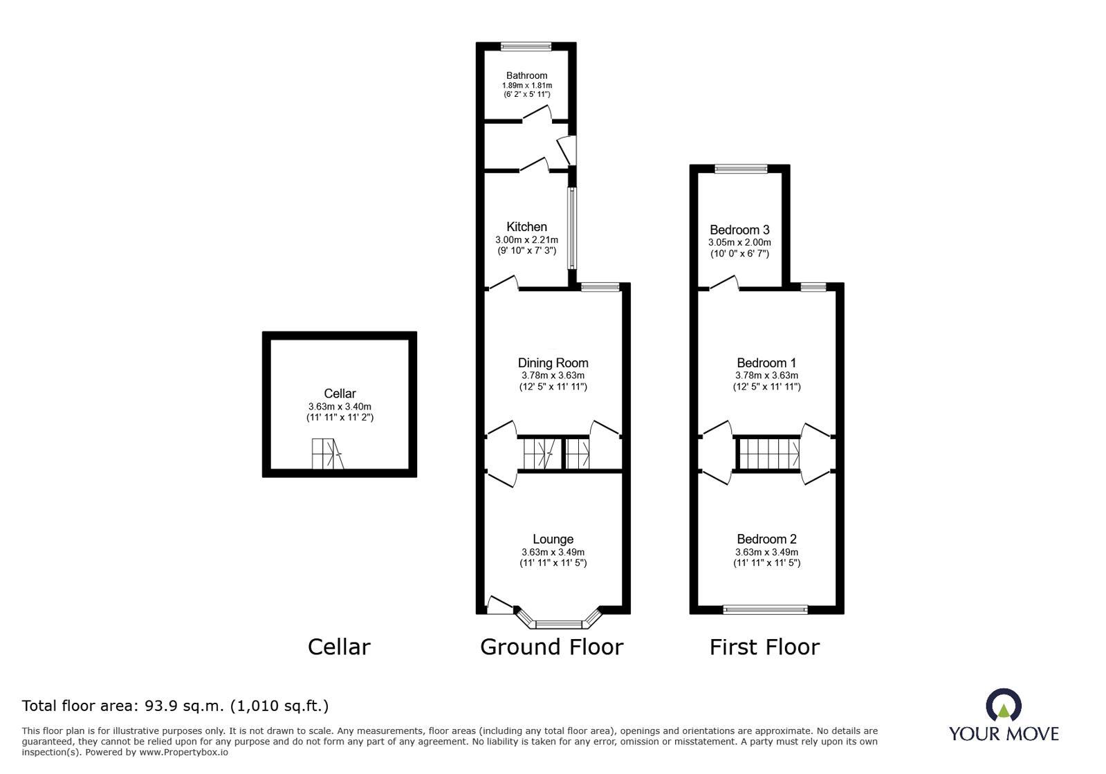 Floorplan of 3 bedroom End Terrace House to rent, London Road, Sittingbourne, Kent, ME10