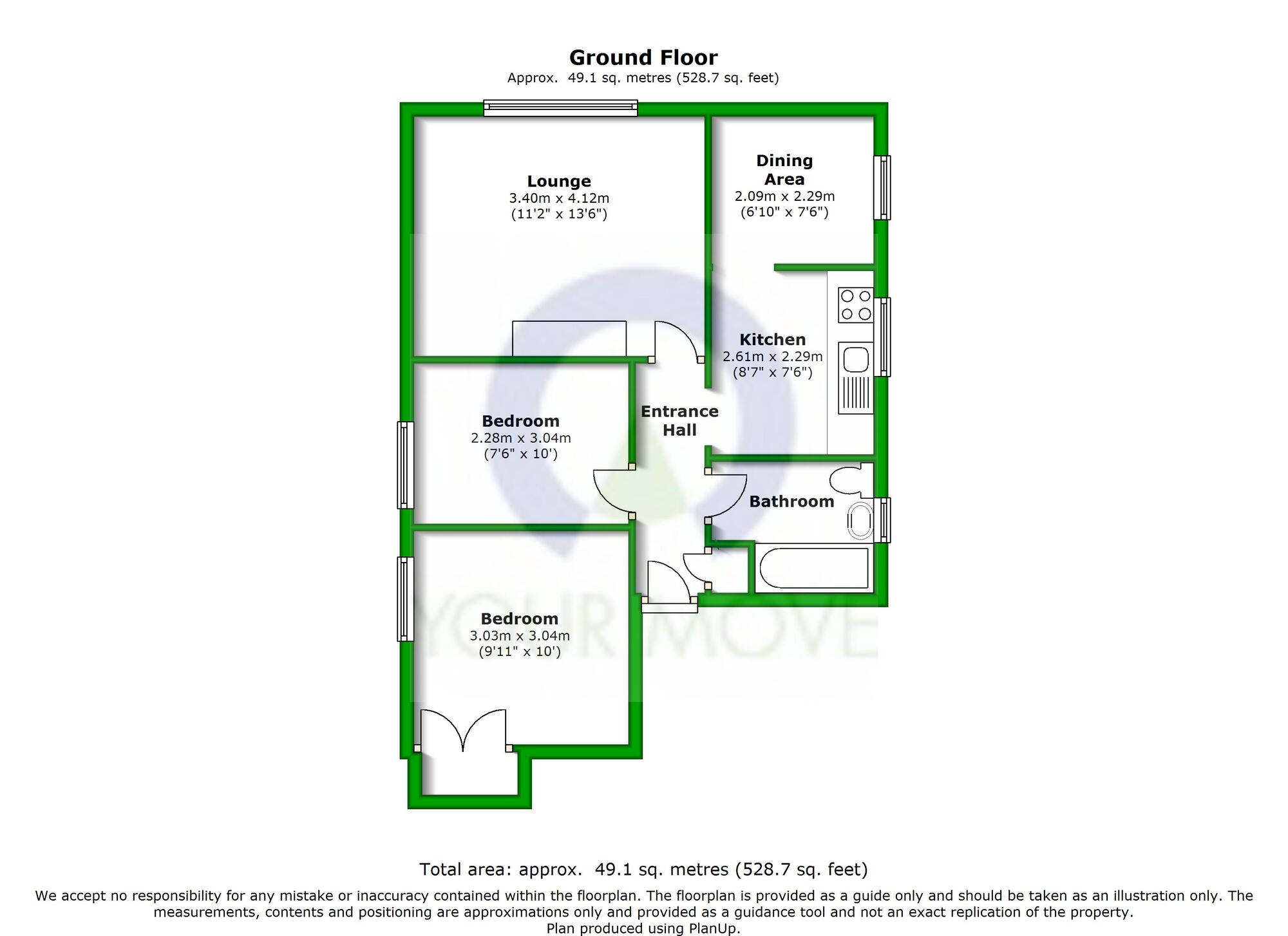Floorplan of 2 bedroom Flat to rent, Flat 3 Derwent House  Hawksmoor Roa, Stafford, ST17