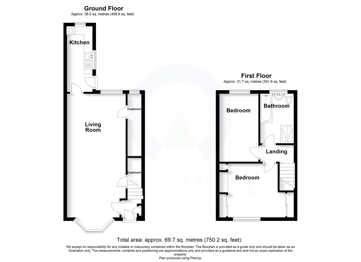 Floorplan of 2 bedroom Mid Terrace House to rent, Tenterbanks, Stafford, ST16