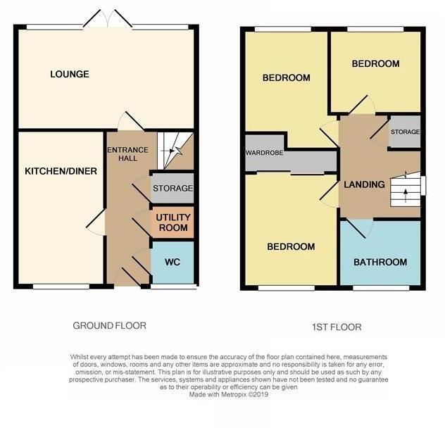 Floorplan of 3 bedroom Mid Terrace House to rent, Campion Grove, Stafford, ST16