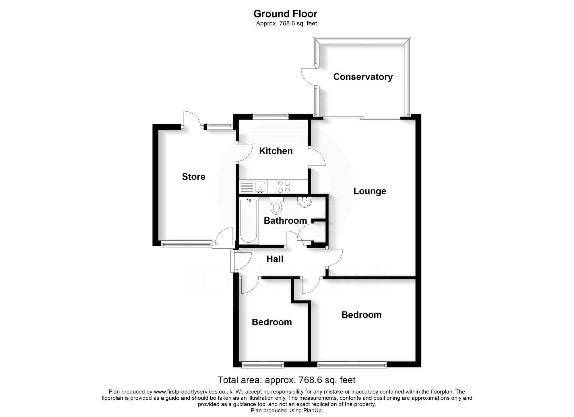 Floorplan of 2 bedroom Link Detached Bungalow for sale, Springvale Rise, Stafford, Staffordshire, ST16