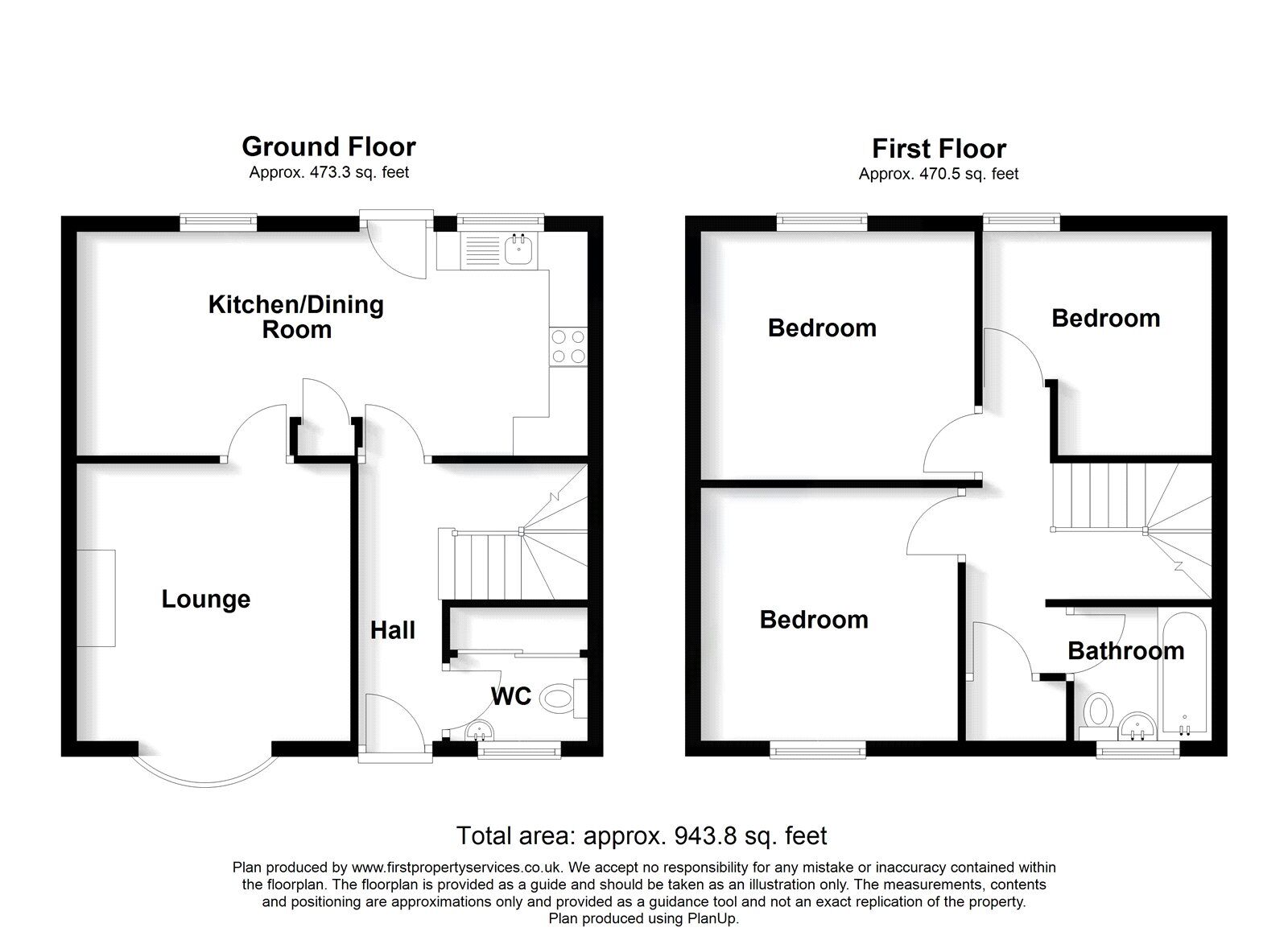 Floorplan of 3 bedroom Mid Terrace House for sale, Penkvale Road, Stafford, Staffordshire, ST17