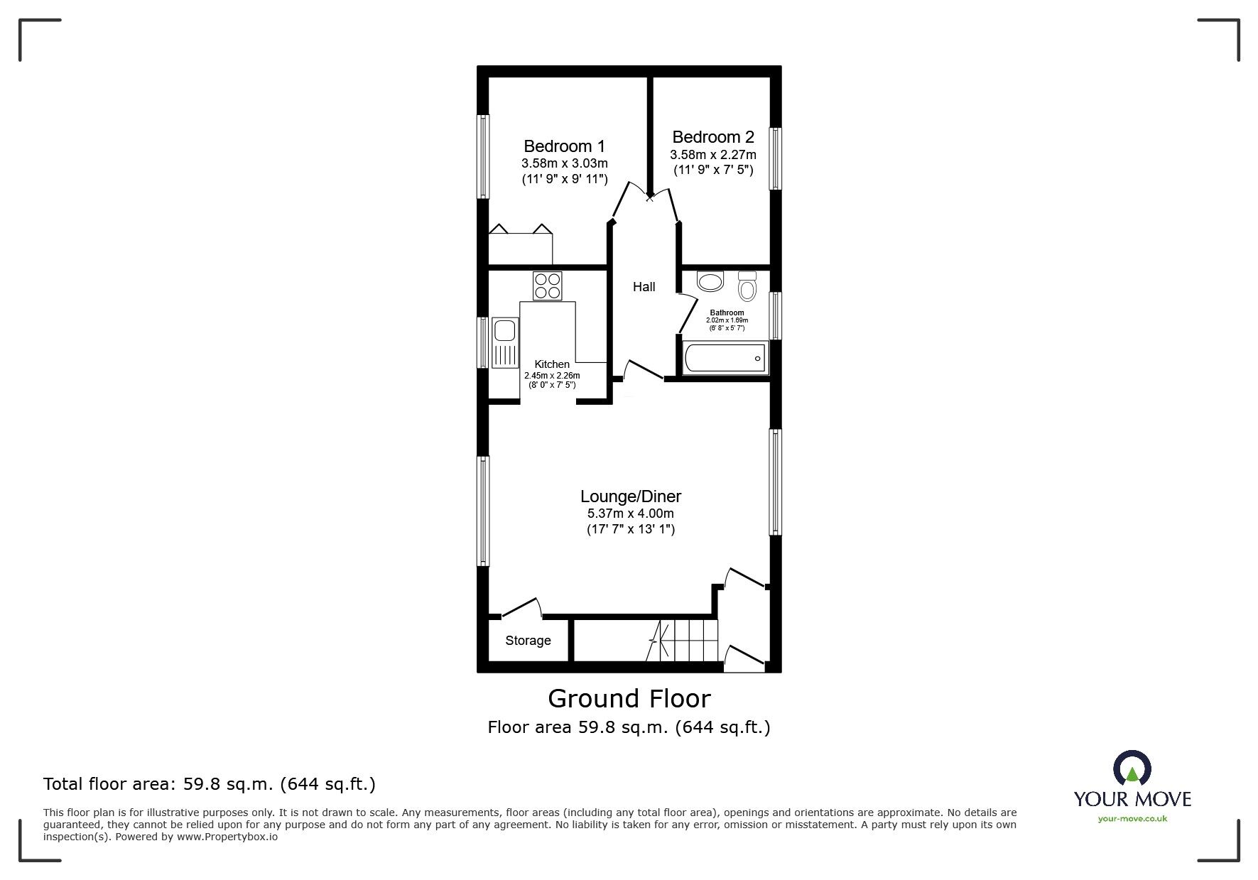 Floorplan of 2 bedroom Mid Terrace House to rent, Lilac Road, Minster On Sea, Kent, ME12