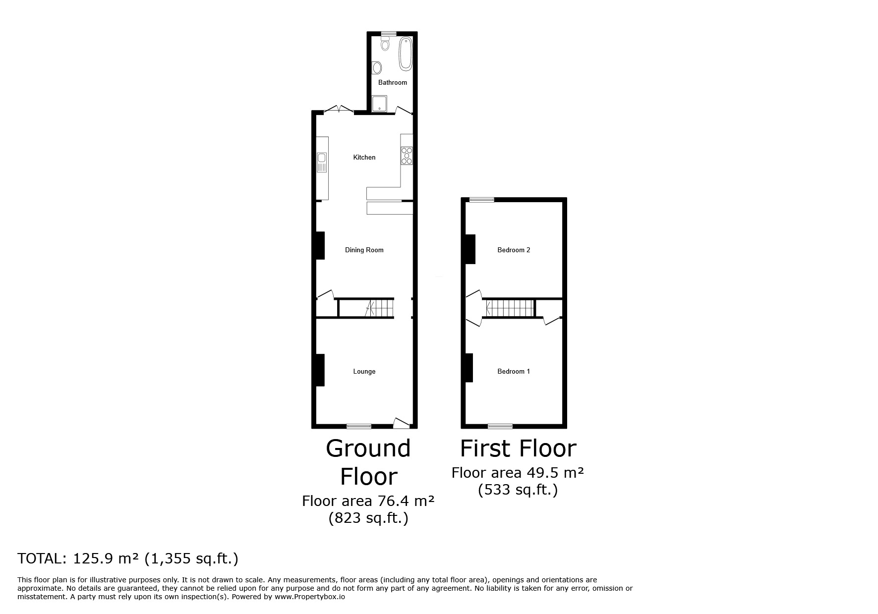 Floorplan of 2 bedroom Mid Terrace House to rent, Unity Street, Sheerness, Kent, ME12