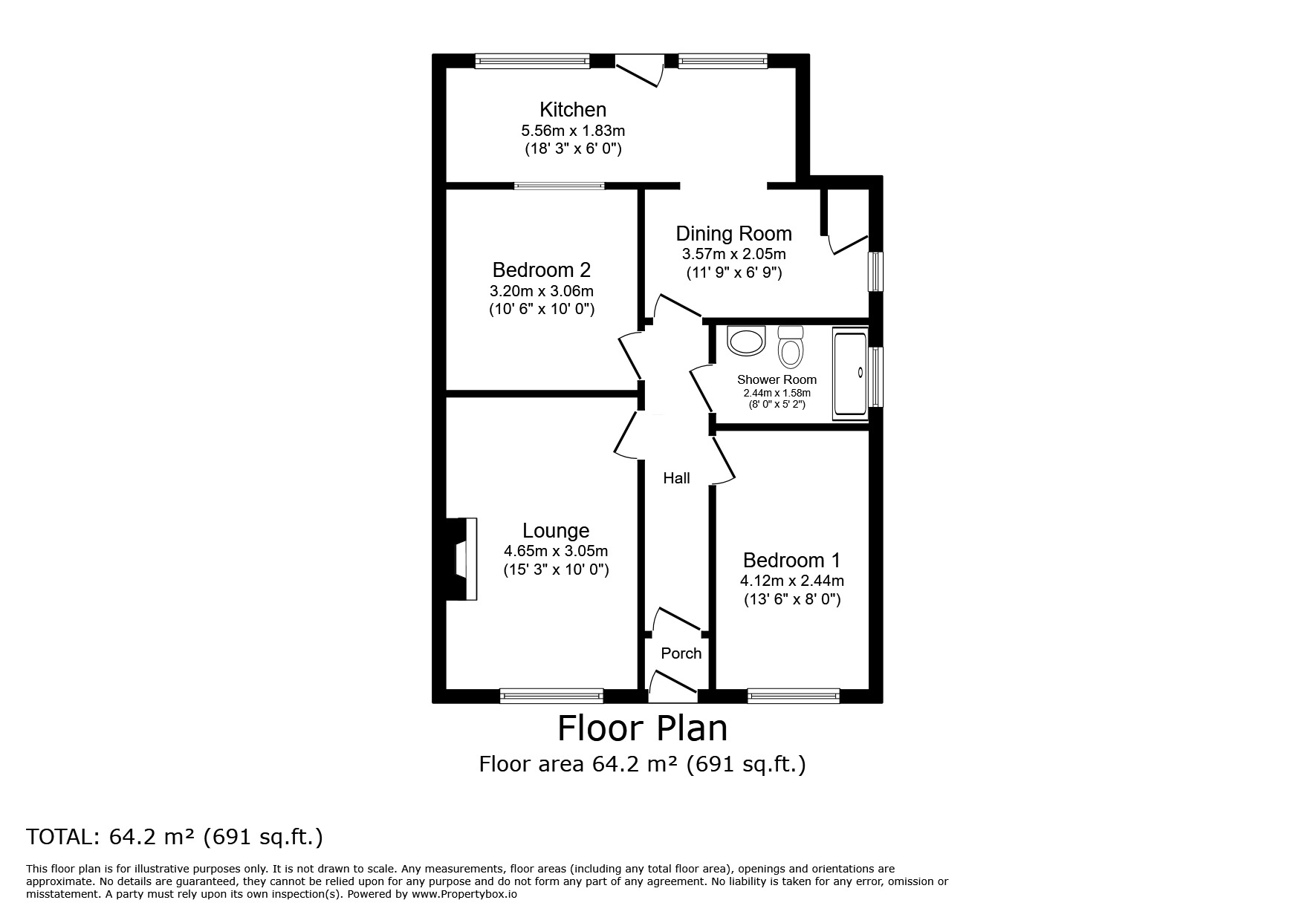 Floorplan of 2 bedroom Semi Detached Bungalow for sale, Coronation Drive, Leysdown-on-Sea, Kent, ME12