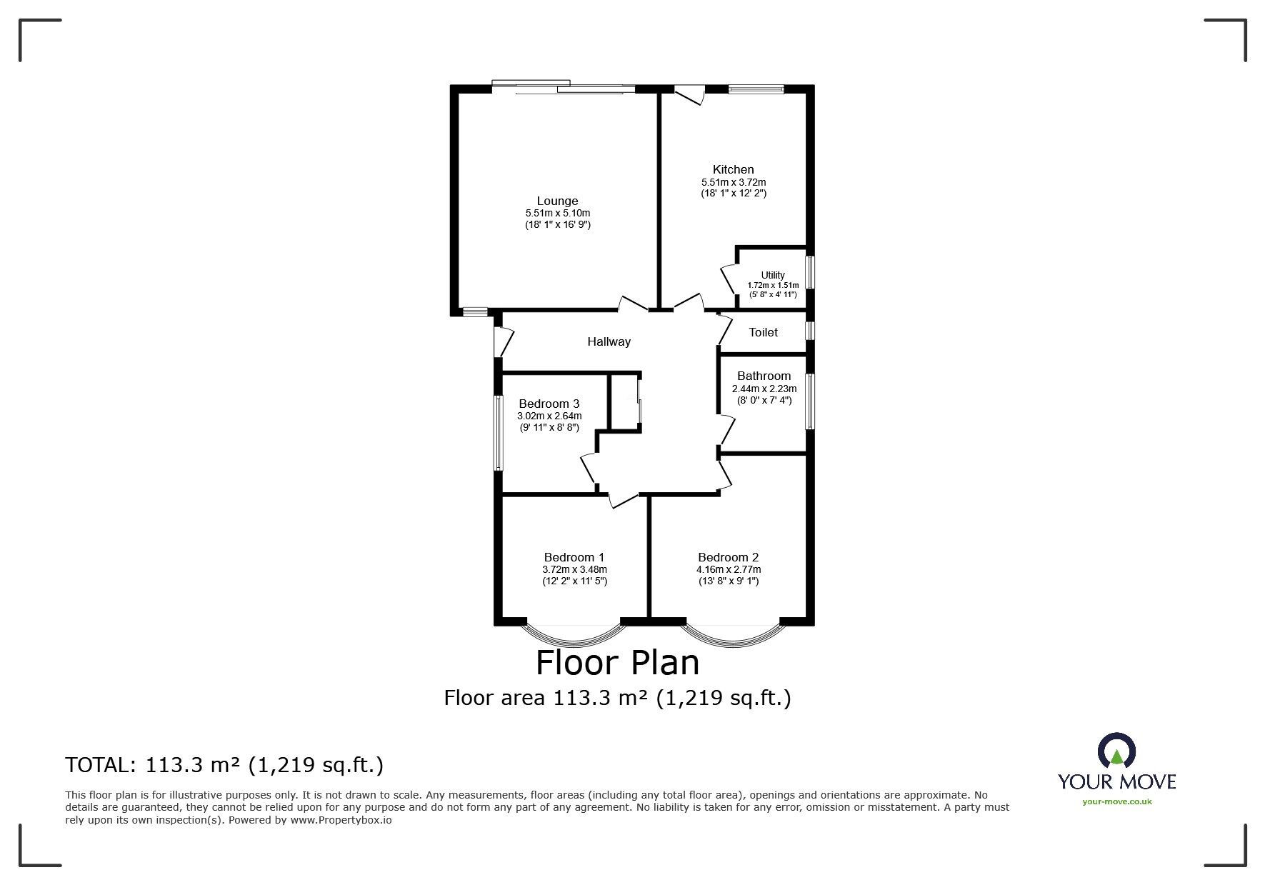 Floorplan of 3 bedroom Detached Bungalow for sale, Drake Avenue, Minster, Kent, ME12