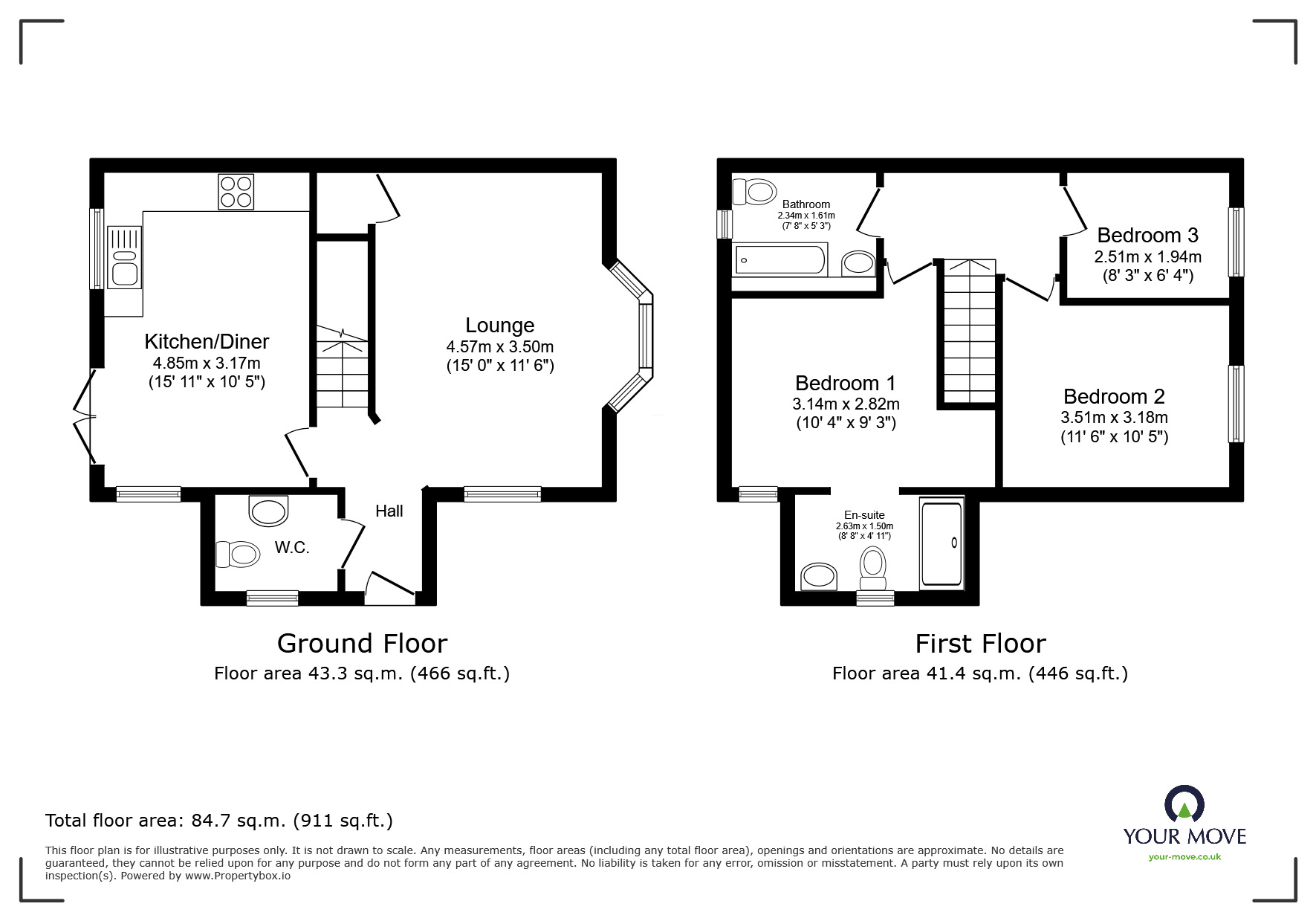 Floorplan of 3 bedroom Detached House for sale, Hardy Close, Queenborough, Kent, ME11