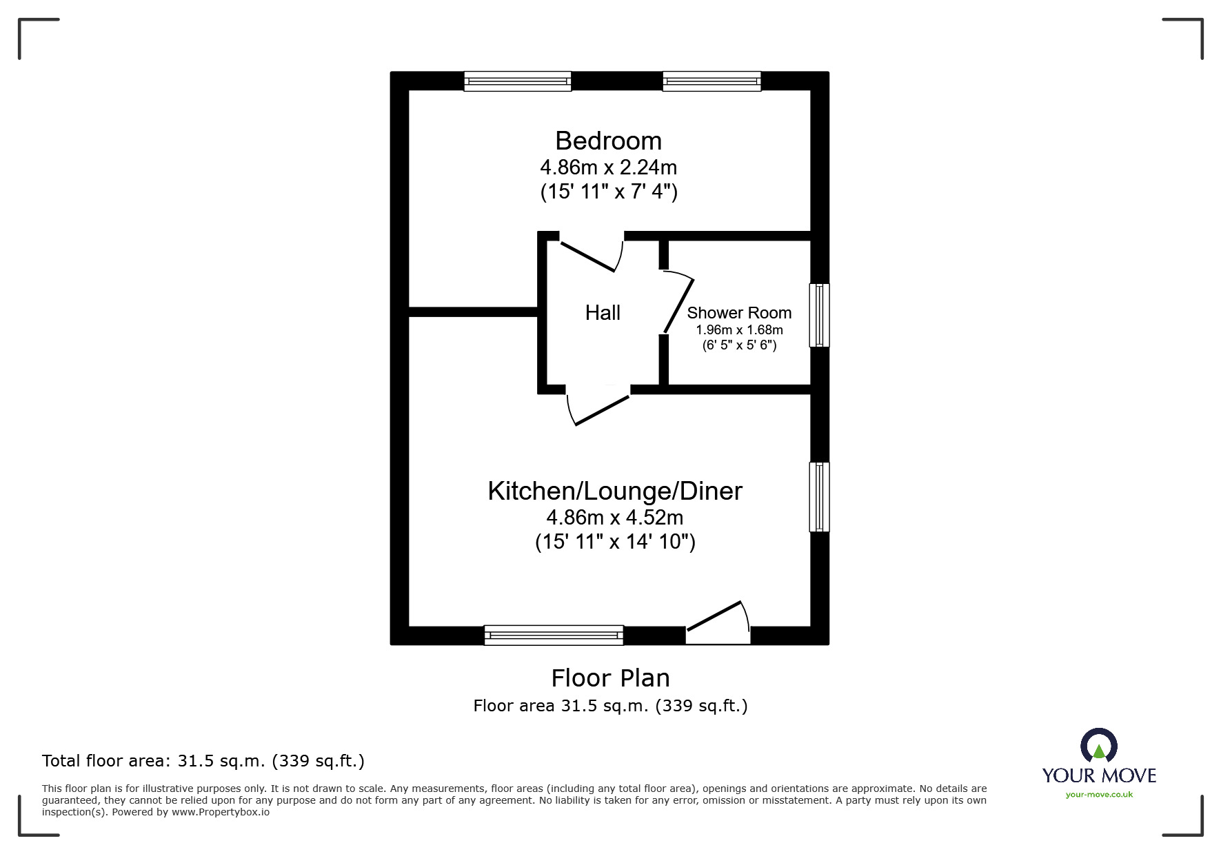 Floorplan of 1 bedroom Semi Detached Bungalow for sale, Fourth Avenue, Eastchurch, Kent, ME12