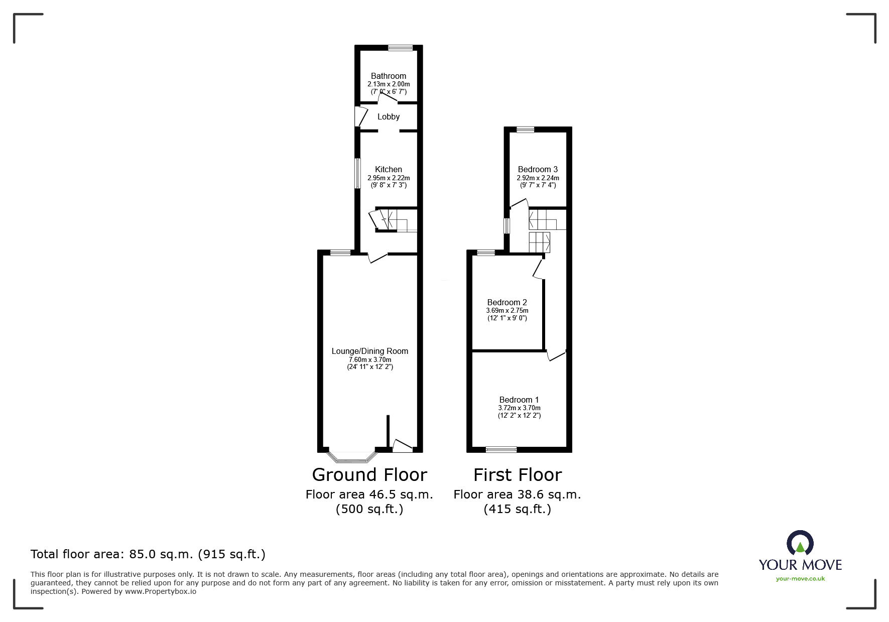 Floorplan of 3 bedroom Mid Terrace House for sale, Jefferson Road, Sheerness, Kent, ME12