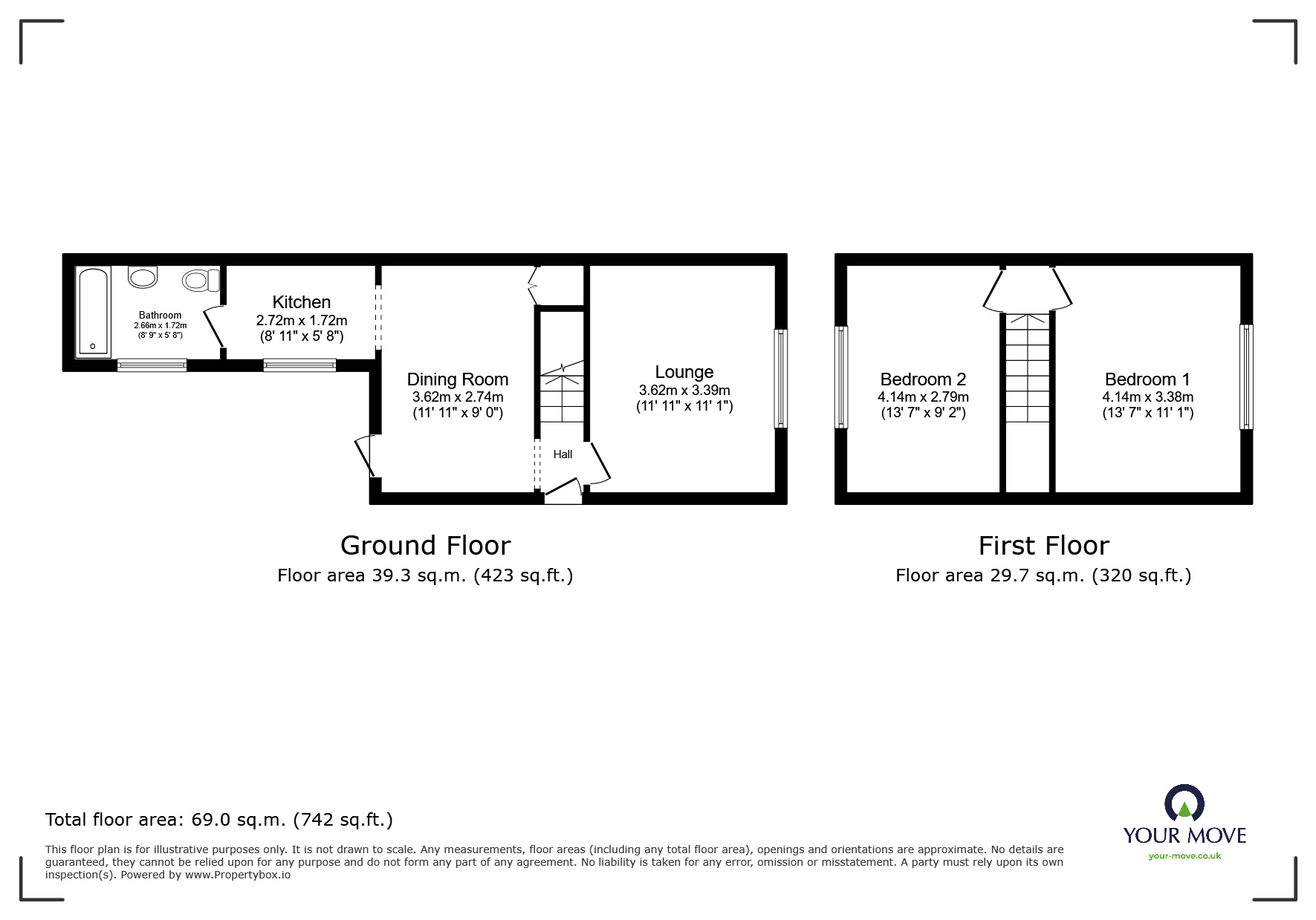 Floorplan of 2 bedroom Mid Terrace House to rent, Redan Place, Marine Parade, Kent, ME12