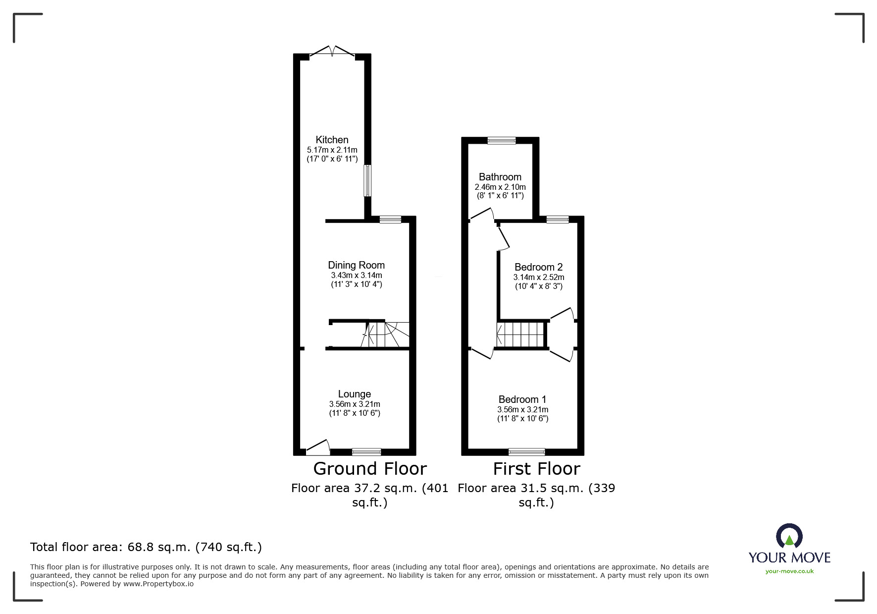 Floorplan of 3 bedroom Mid Terrace House to rent, Portland Terrace, Sheerness, Kent, ME12