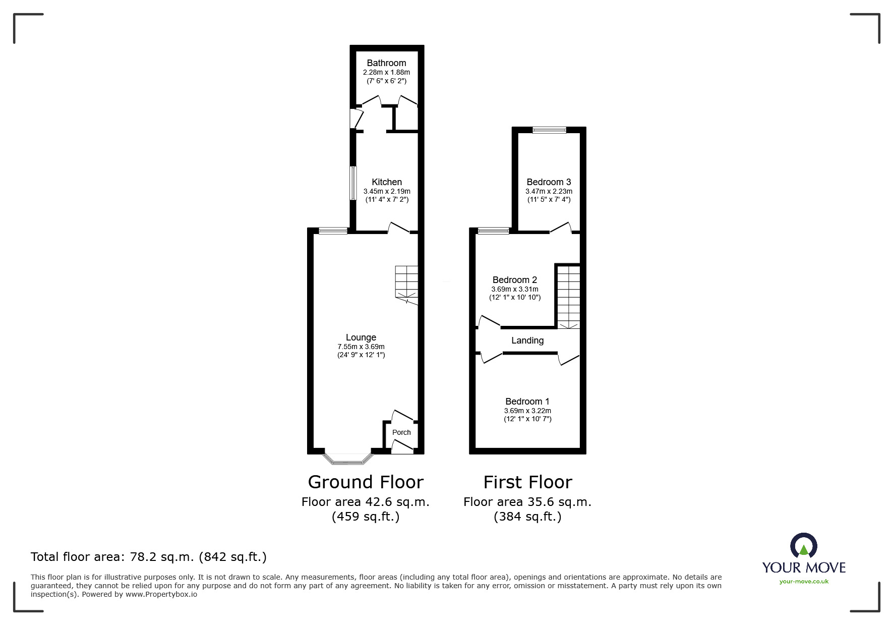 Floorplan of 3 bedroom Mid Terrace House for sale, Jefferson Road, Sheerness, Kent, ME12