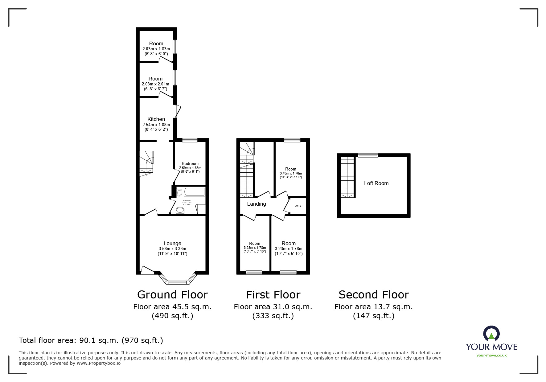 Floorplan of 4 bedroom Mid Terrace House for sale, Invicta Road, Sheerness, Kent, ME12