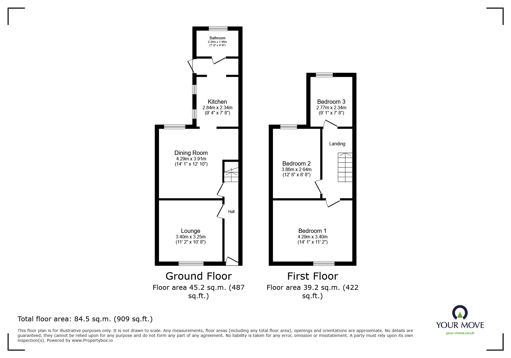 Floorplan of 3 bedroom Mid Terrace House for sale, North Road, Queenborough, Kent, ME11