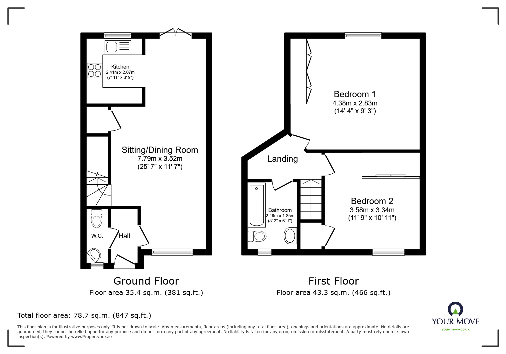 Floorplan of 2 bedroom Mid Terrace House for sale, Foxglove Way, Minster on Sea, Kent, ME12