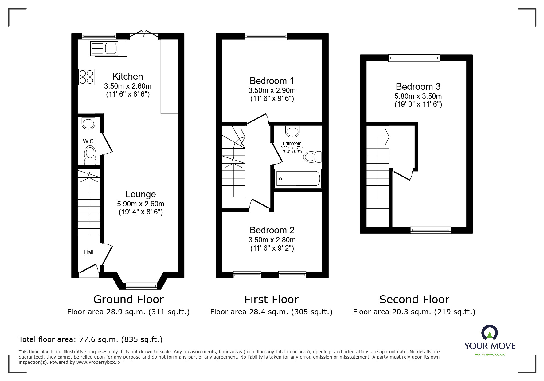 Floorplan of 3 bedroom End Terrace House for sale, North Road, Queenborough, Kent, ME11