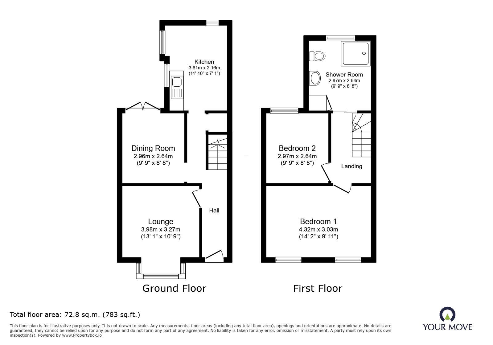 Floorplan of 2 bedroom End Terrace House for sale, Barton Hill Drive, Minster on Sea, Kent, ME12