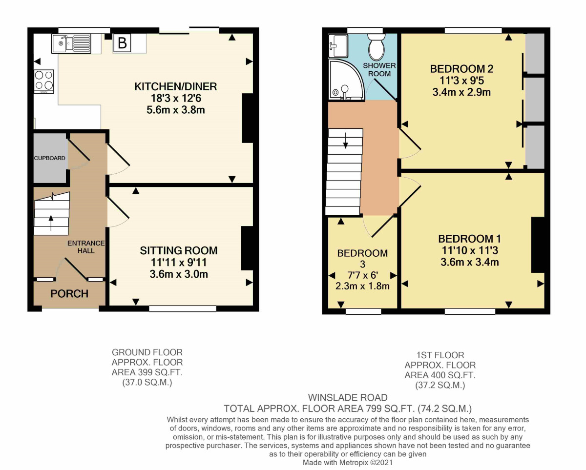 Floorplan of 3 bedroom Mid Terrace House for sale, Winslade Road, Devon, EX10