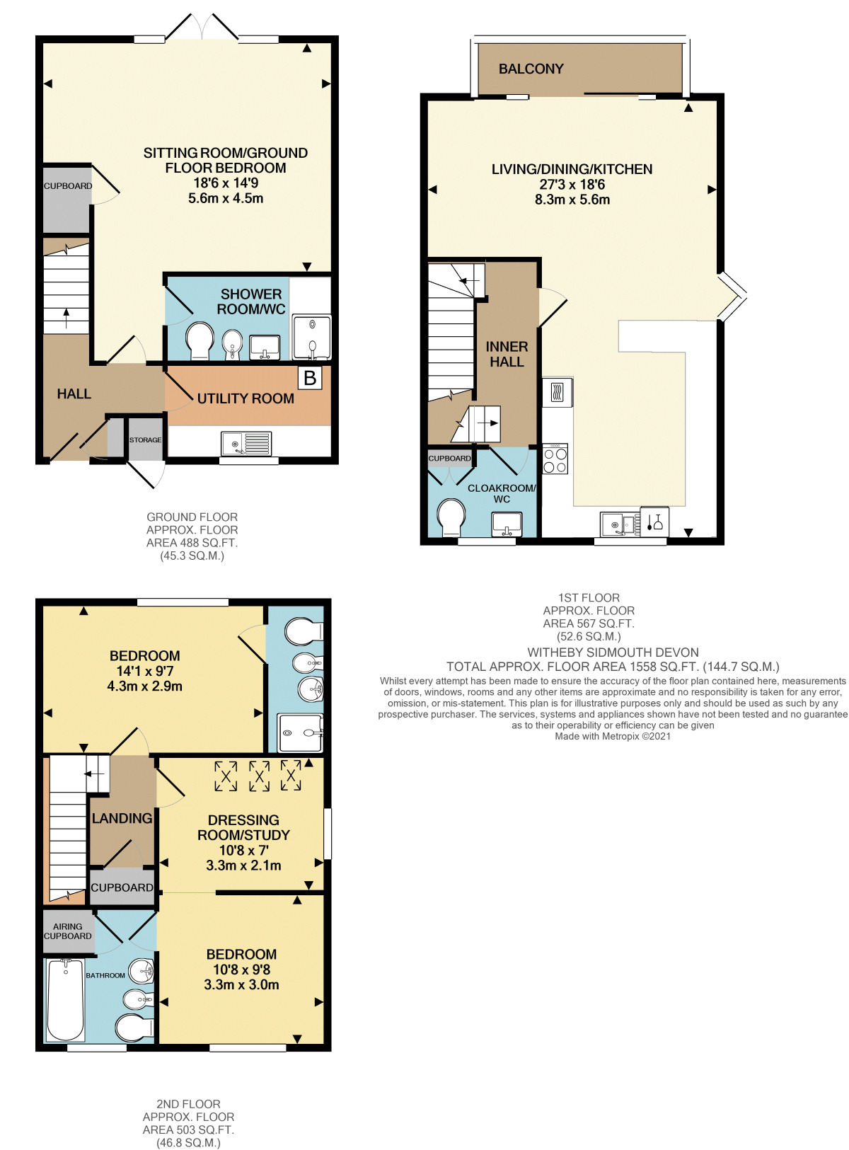 Floorplan of 3 bedroom End Terrace House to rent, Witheby, Sidmouth, Devon, EX10