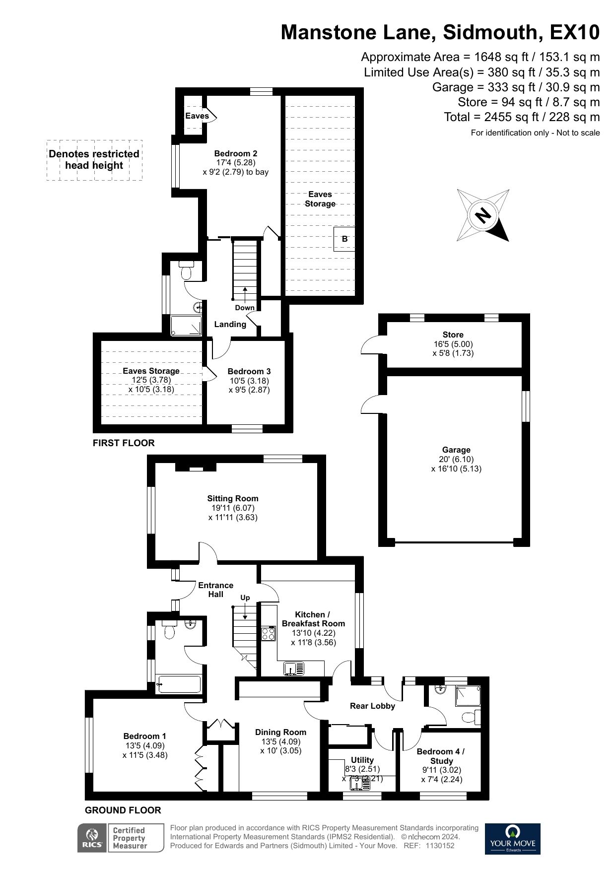 Floorplan of 4 bedroom Detached House for sale, Manstone Lane, Sidmouth, Devon, EX10