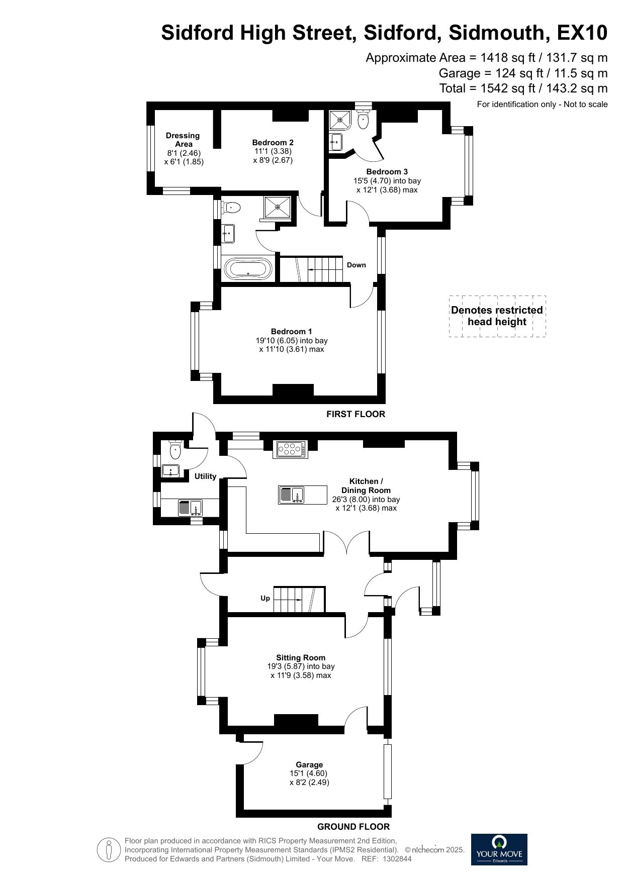 Floorplan of 3 bedroom Detached House for sale, Sidford High Street, Sidford, Devon, EX10