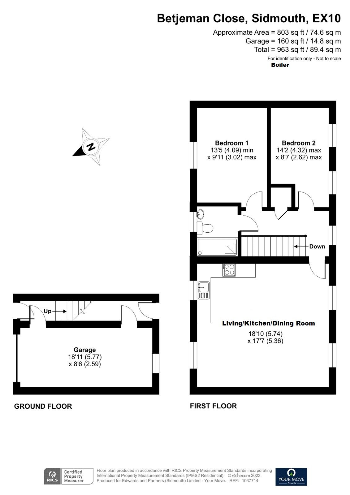 Floorplan of 2 bedroom  House for sale, Betjeman Close, Sidmouth, Devon, EX10