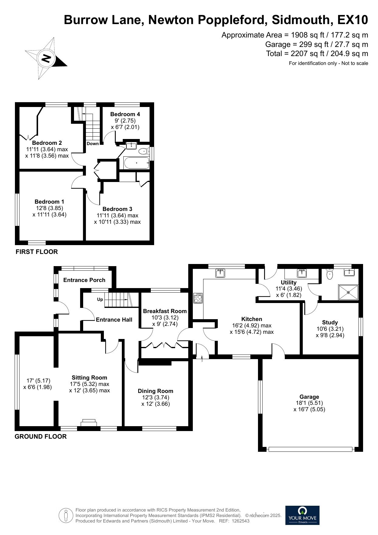 Floorplan of 4 bedroom Detached House for sale, Burrow Lane, Newton Poppleford, Devon, EX10