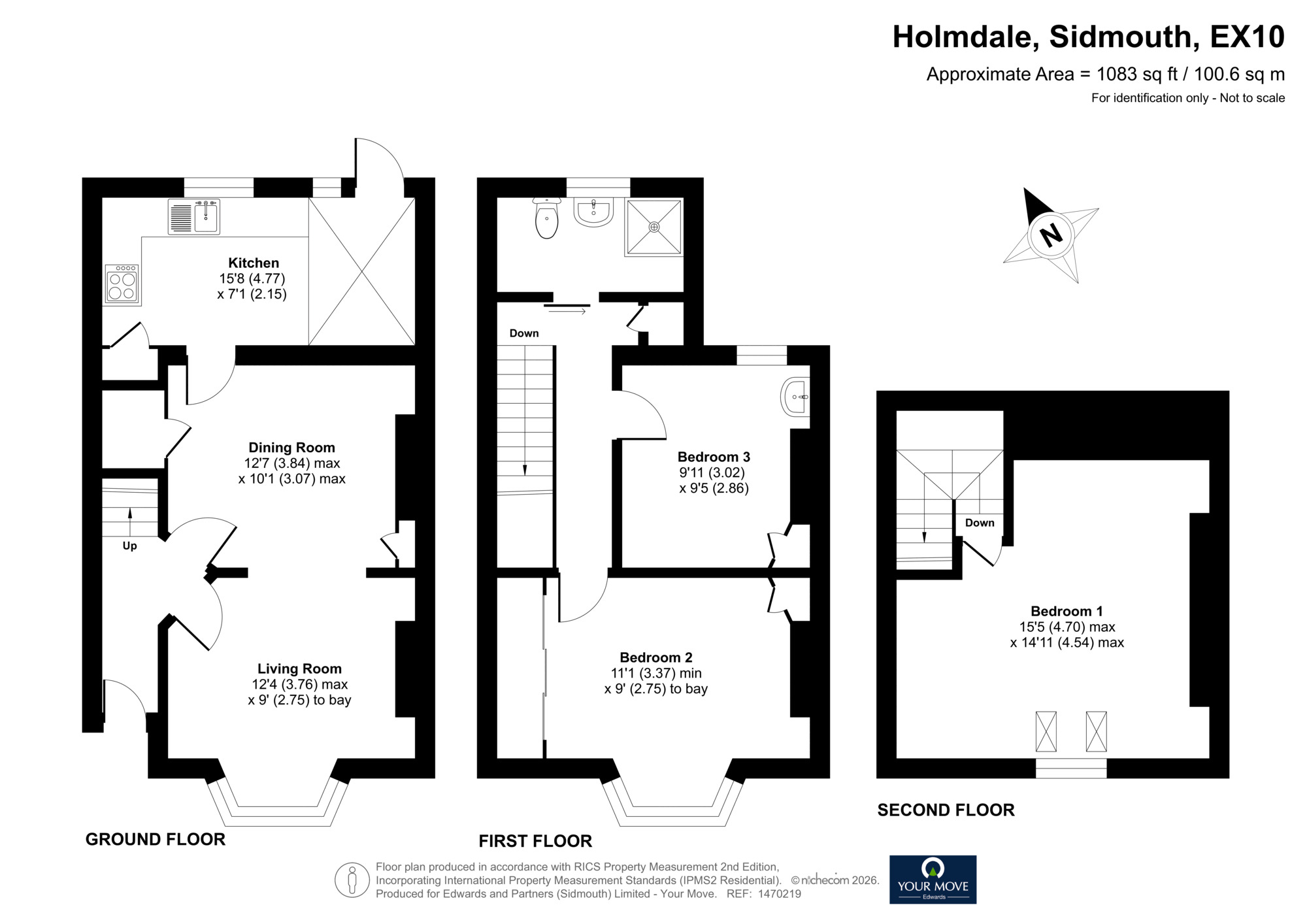 Floorplan of 3 bedroom Mid Terrace House for sale, Holmdale, Sidmouth, Devon, EX10