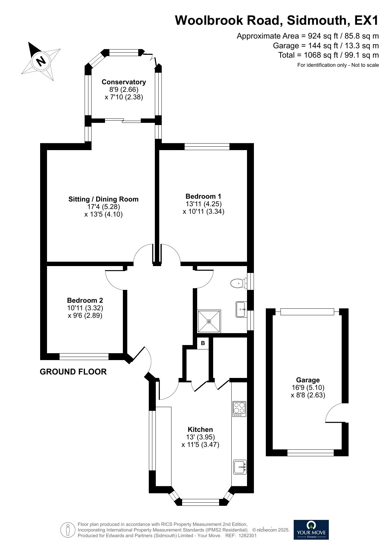 Floorplan of 2 bedroom Semi Detached Bungalow for sale, Woolbrook Road, Sidmouth, Devon, EX10
