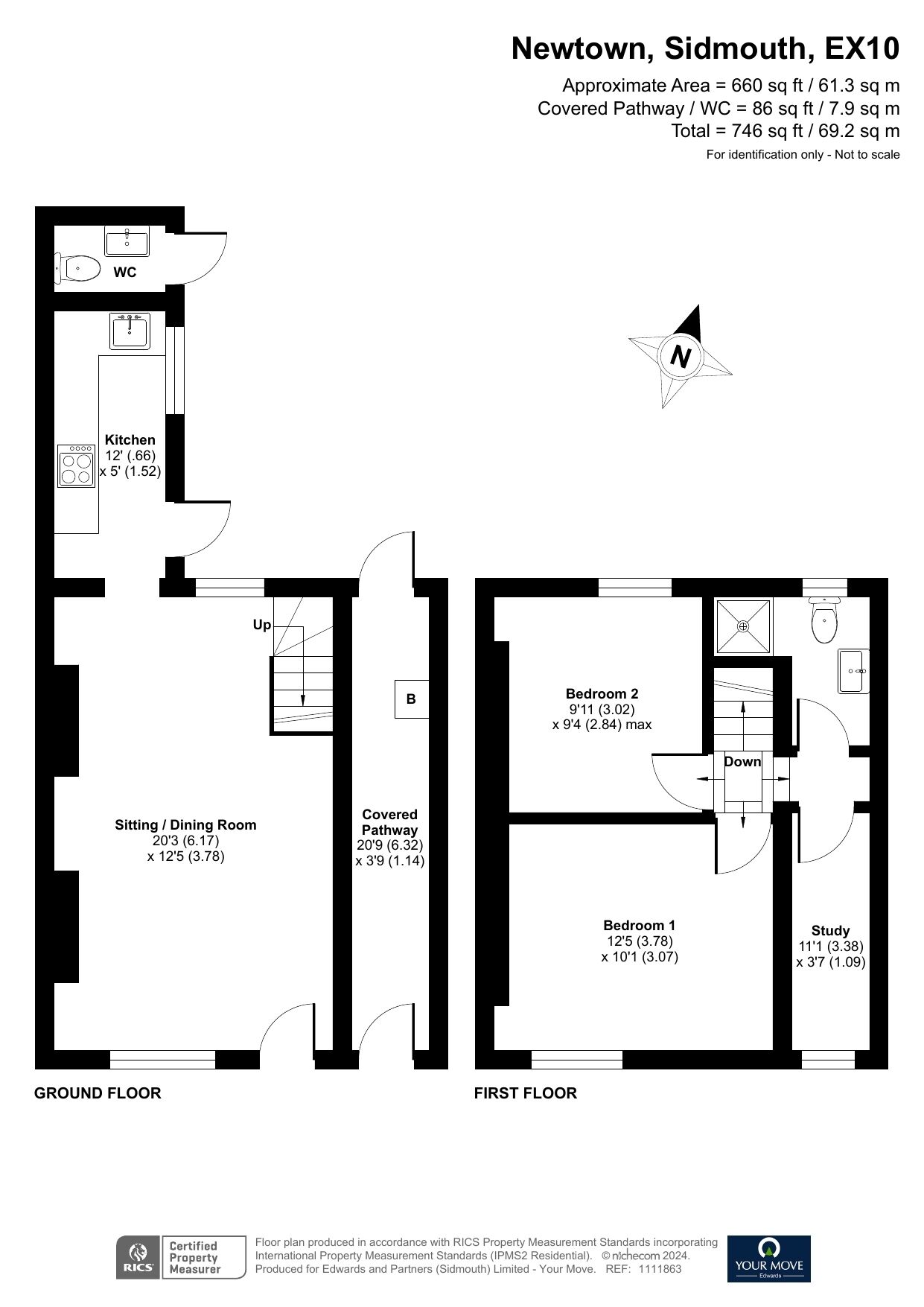 Floorplan of 2 bedroom Mid Terrace House for sale, Newtown, Sidmouth, Devon, EX10