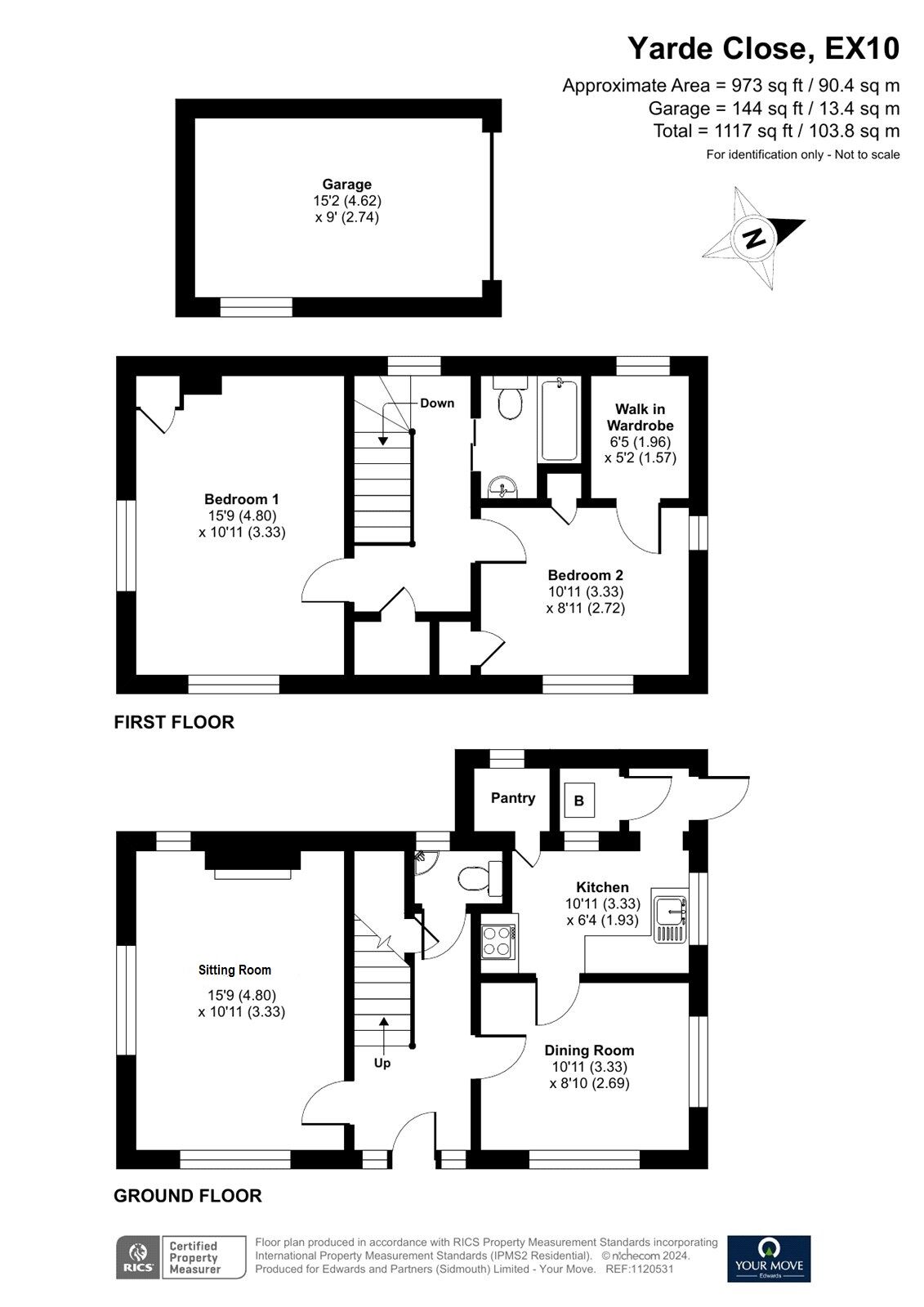 Floorplan of 2 bedroom Detached House for sale, Yarde Close, Sidmouth, Devon, EX10