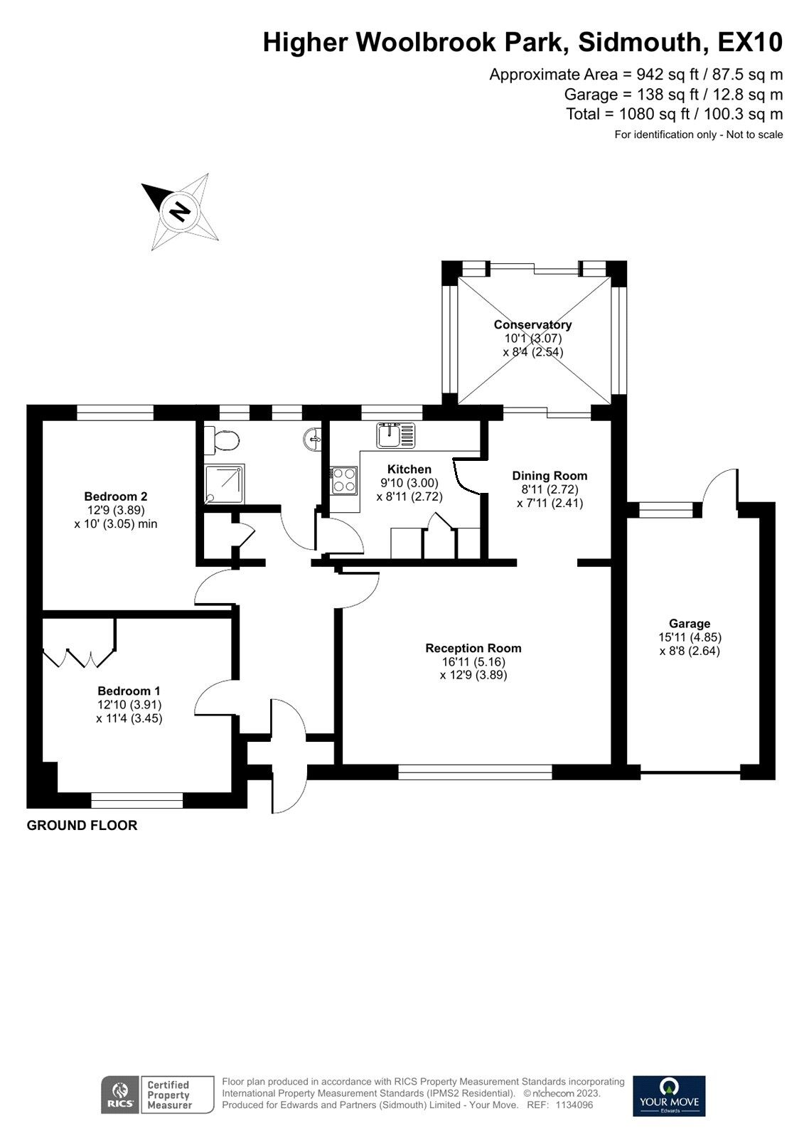 Floorplan of 2 bedroom Detached Bungalow for sale, Higher Woolbrook Park, Sidmouth, Devon, EX10