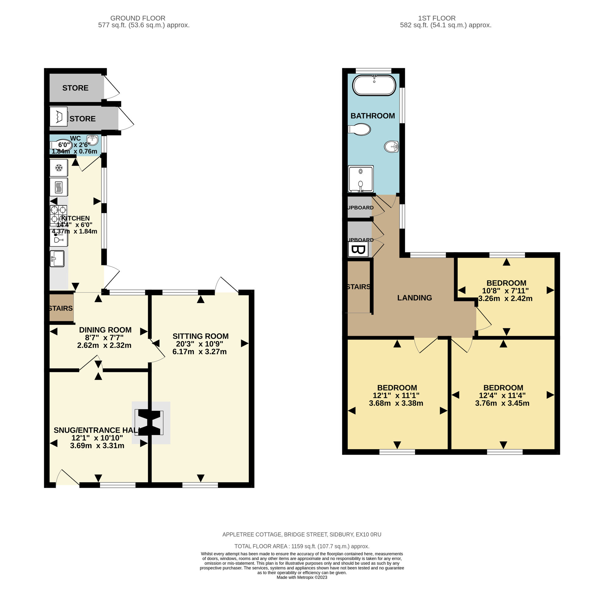 Floorplan of 3 bedroom Mid Terrace House for sale, Bridge Street, Sidbury, Devon, EX10
