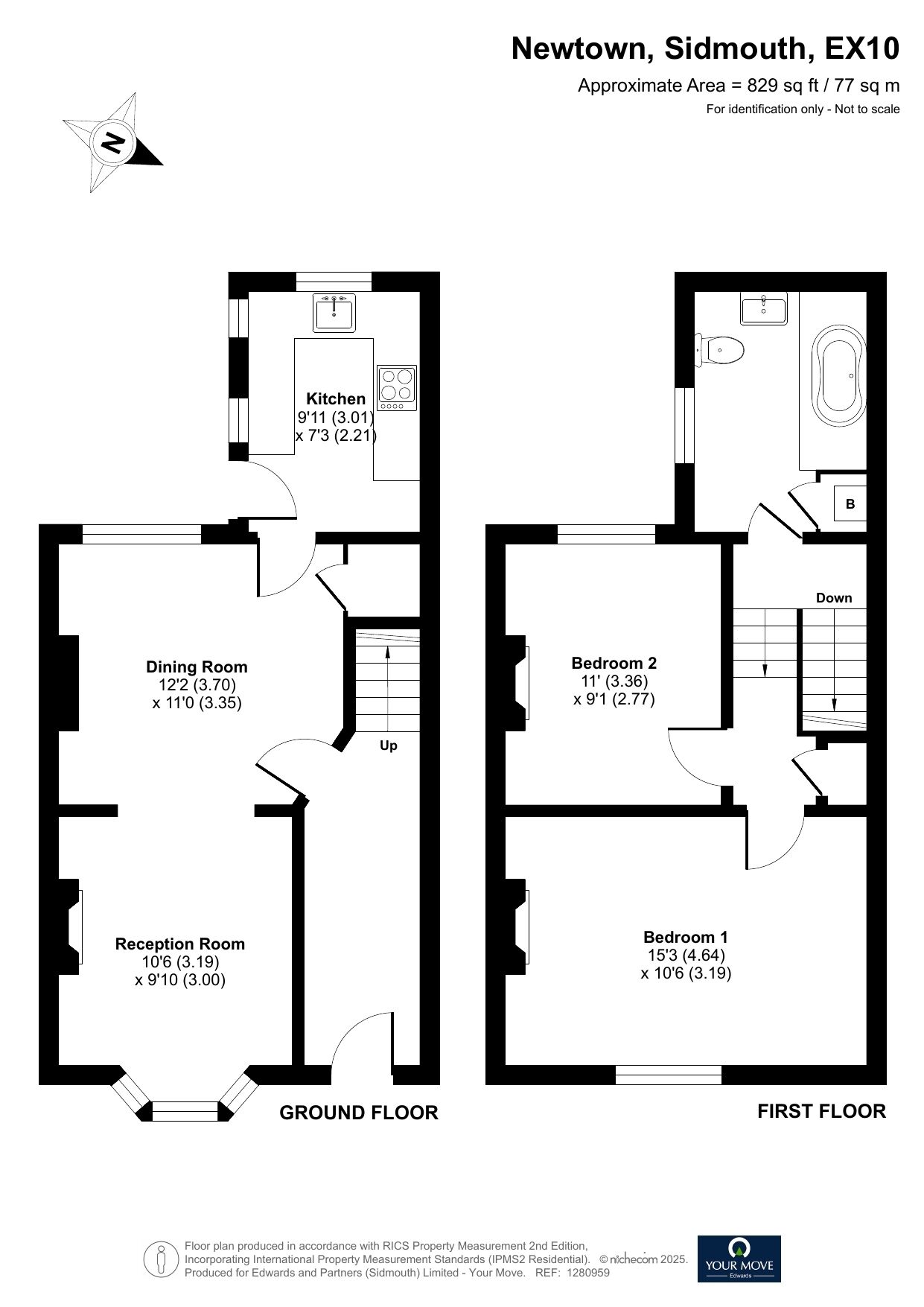 Floorplan of 2 bedroom End Terrace House for sale, Newtown, Sidmouth, Devon, EX10