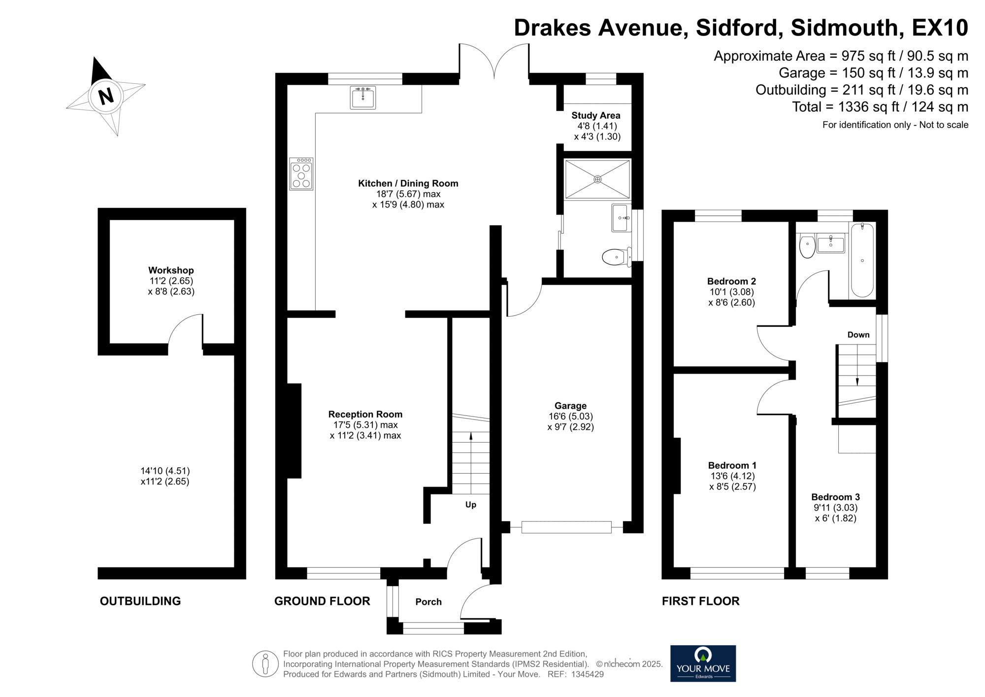 Floorplan of 3 bedroom Semi Detached House for sale, Drakes Avenue, Sidford, Devon, EX10
