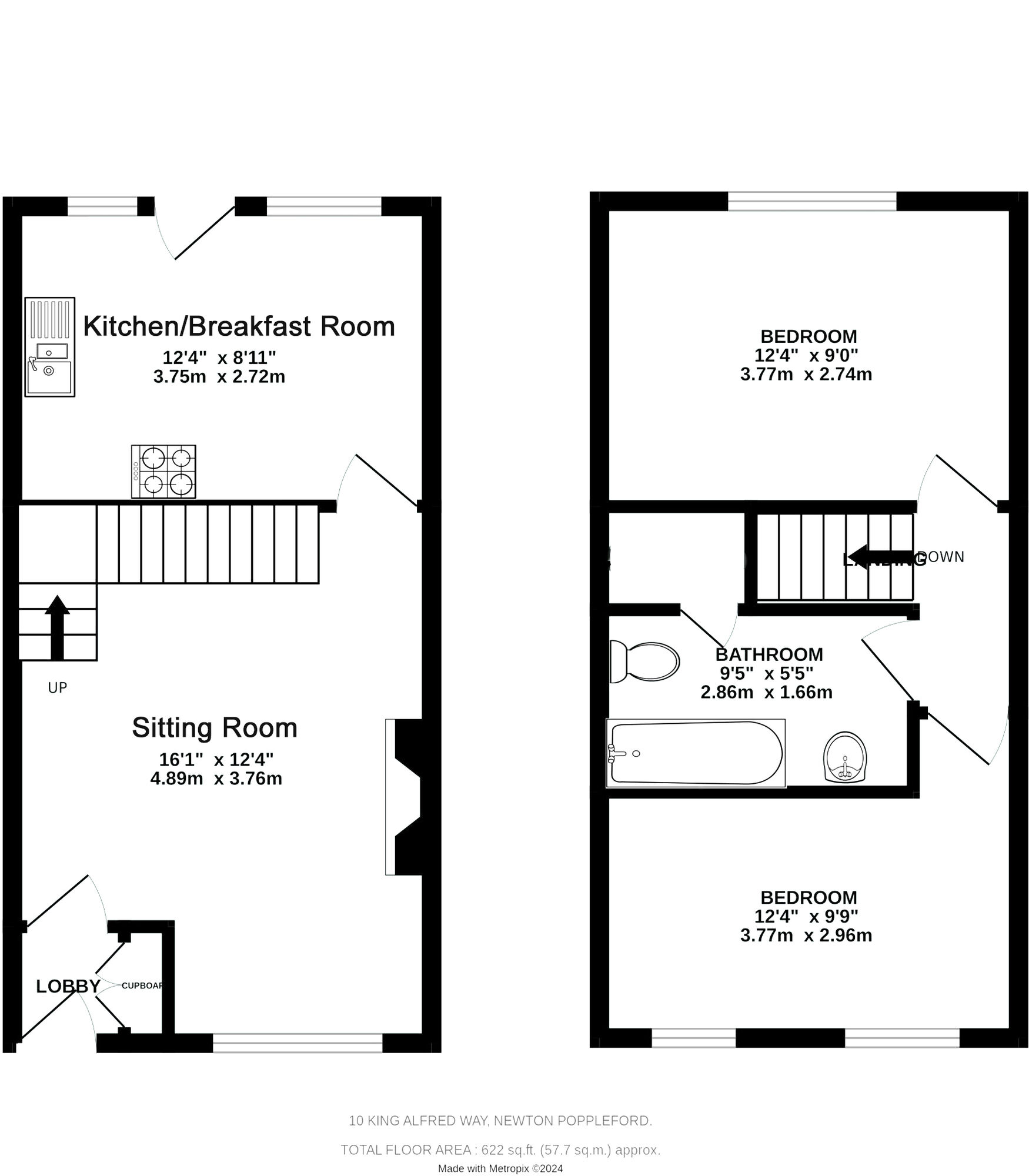 Floorplan of 2 bedroom End Terrace House for sale, King Alfred Way, Newton Poppleford, Devon, EX10