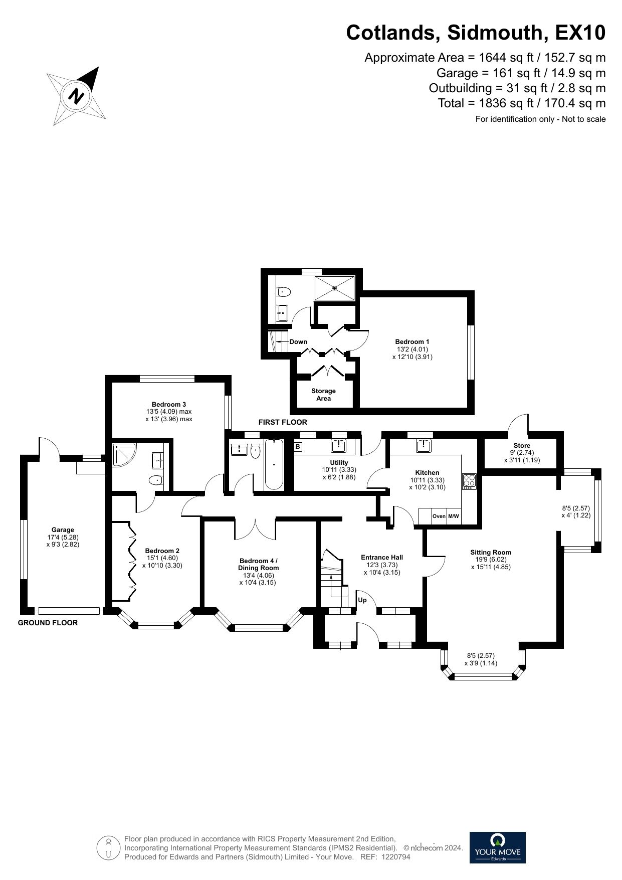 Floorplan of 3 bedroom Detached Bungalow for sale, Cotlands, Sidmouth, Devon, EX10