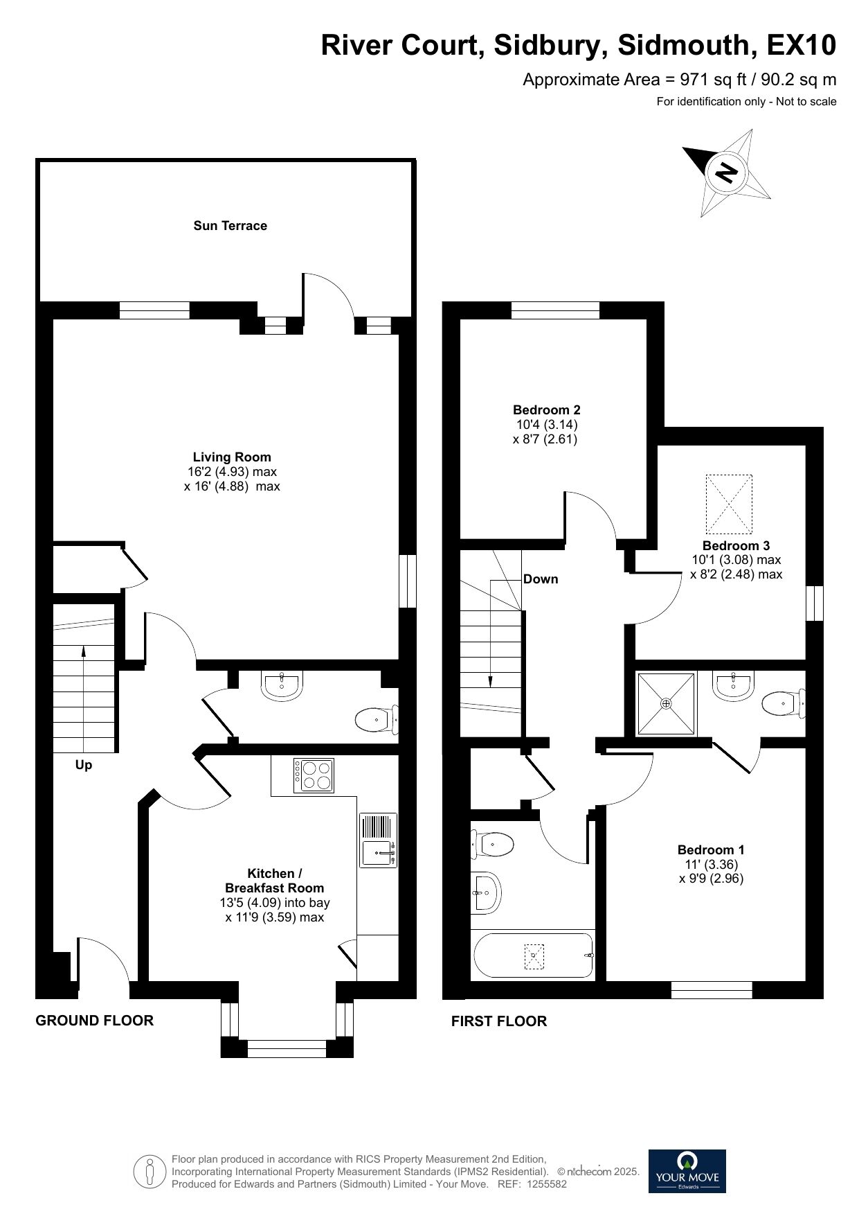 Floorplan of 3 bedroom End Terrace House for sale, River Court, Sidbury, Devon, EX10