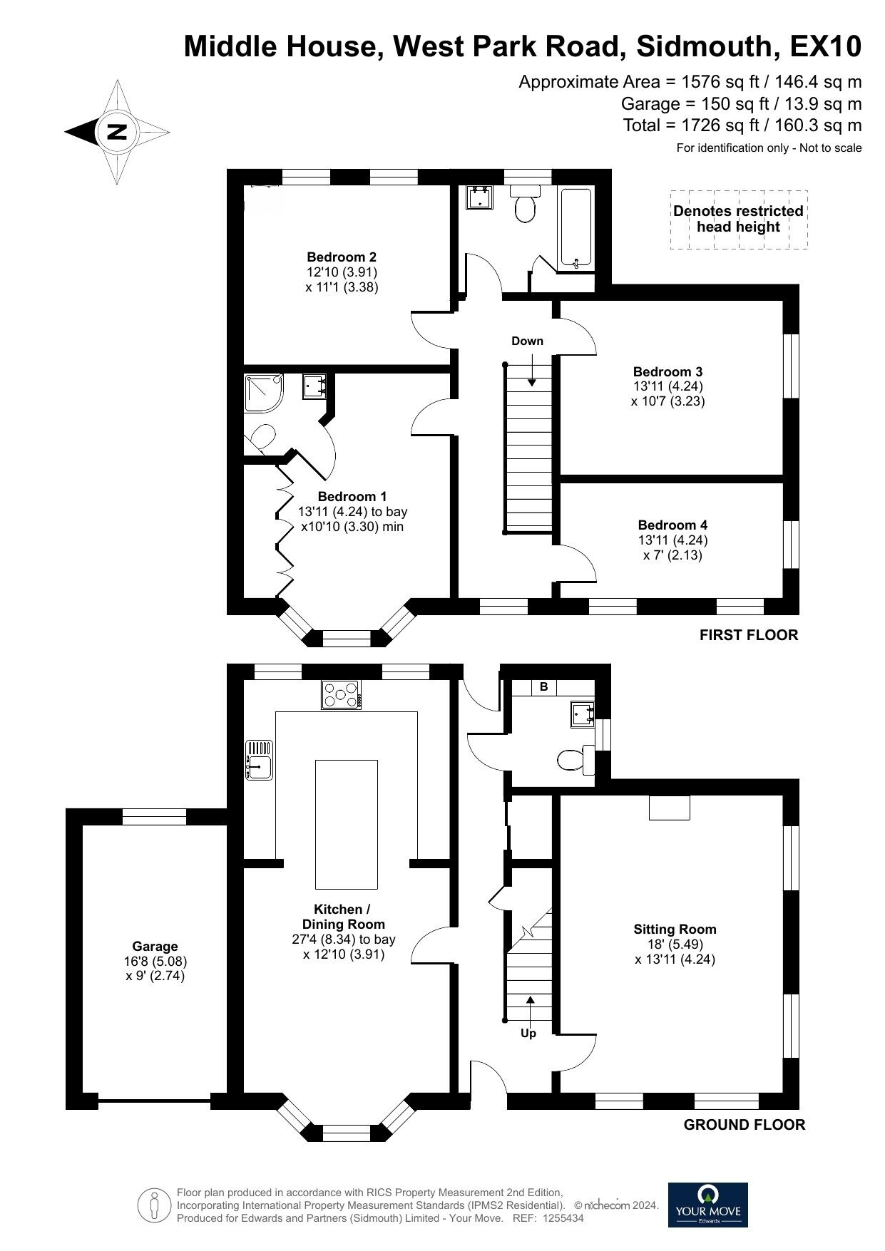 Floorplan of 4 bedroom Detached House for sale, West Park Road, Sidmouth, Devon, EX10